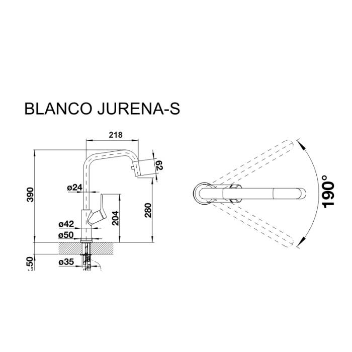 Смеситель кухонный Blanco JURENA - S хром 520765