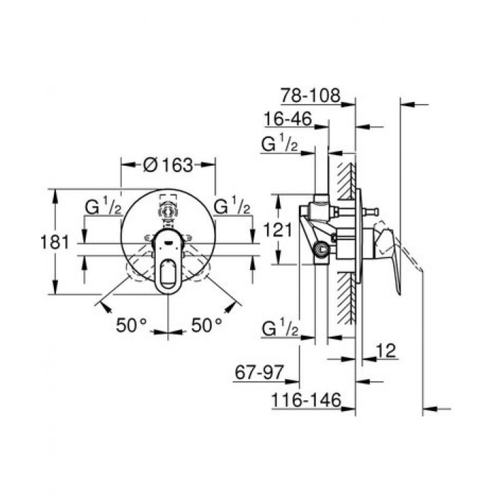 Смеситель для ванны Grohe Bau Loop 29081000