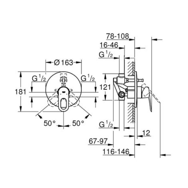 Смеситель для ванны Grohe Bau Loop 29081000