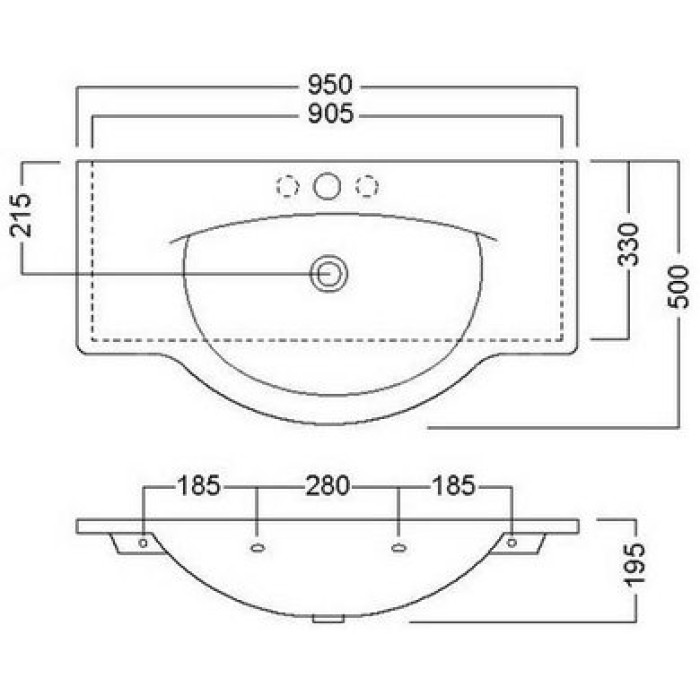 Керамическая раковина 95 см Hatria Sophie, белый (Y0HC01)