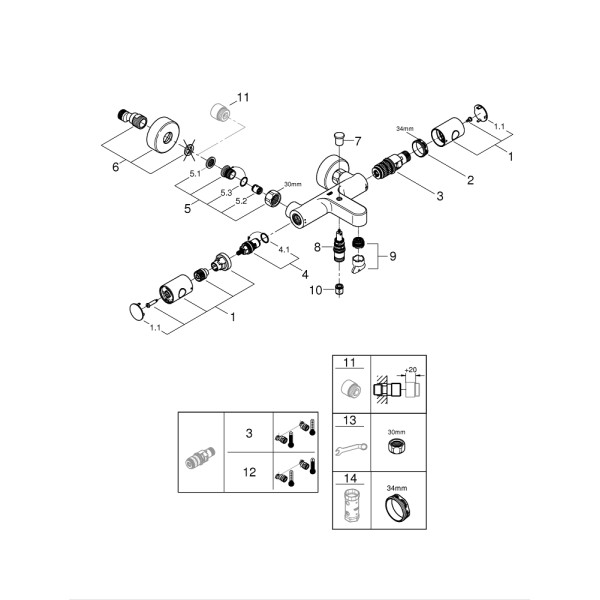 Grohe Grohtherm 800 Cosmopolitan Термостат для ванны (34766000)