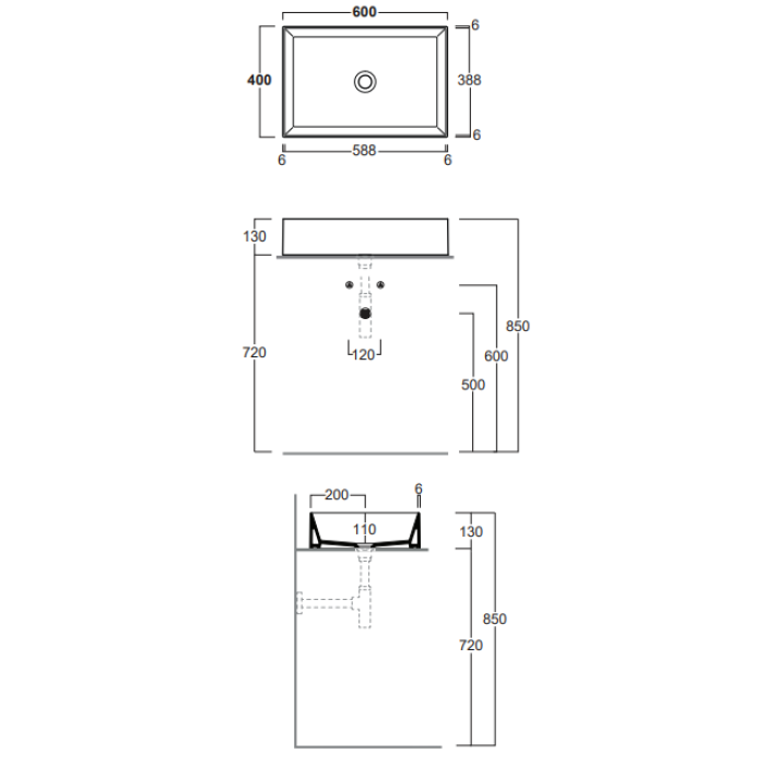 Раковина накладная на столешницу Simas Agile 60x40 см (AG60)