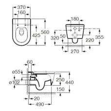 Унитаз подвесной Roca Inspira Rimless (A346527000) без сиденья