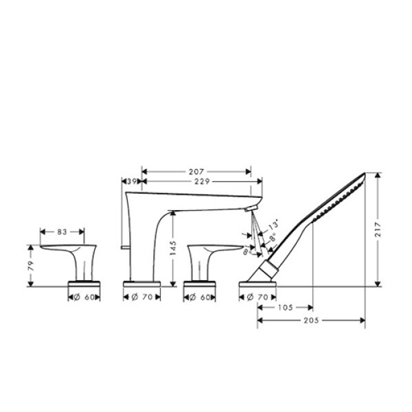 Смеситель для ванны Hansgrohe PuraVida 15446000