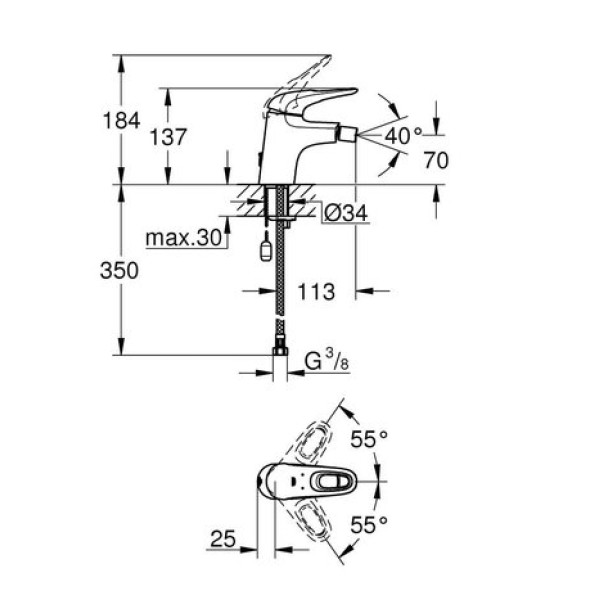Смеситель для биде Grohe Eurostyle S-Size 33566003