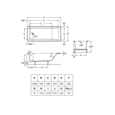 Ванна акриловая 160*70см ROCA EASY A248195000 с ножками