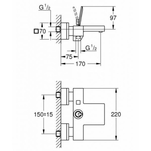 Grohe Eurocube Joy Смеситель однорычажный для душа (23665000)