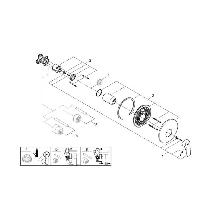 Grohe BauEdge Однорычажный смеситель для душа (29112000)