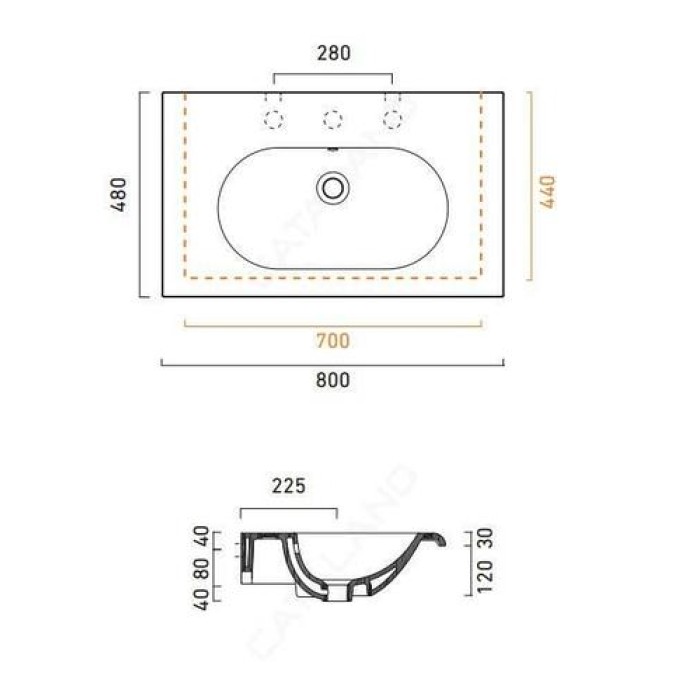 Керамическая раковина 80 см Catalano Sfera