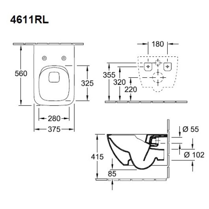 Унитаз подвесной Villeroy & Boch VENTICELLO Direct Flush (4611RL01) с сиденьем SlimSeat Line с QuickRelease и SoftClosing