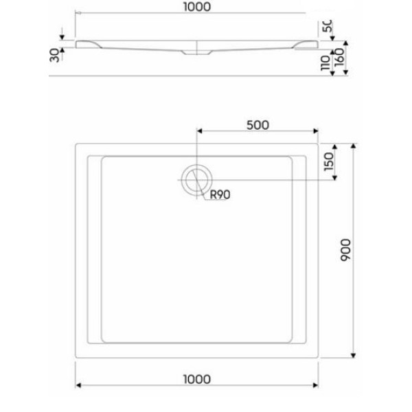 Душевой поддон KOLO PACYFIK 100x90 AntiSlide xBP0719101