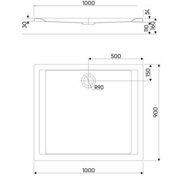 Душевой поддон KOLO PACYFIK 100x90 AntiSlide xBP0719101