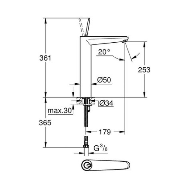 Смеситель для раковины Grohe Eurodisc Joy xL-Size 23428LS0