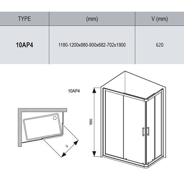 Душевая кабина Ravak 10AP4-120/90 Белый Transparent