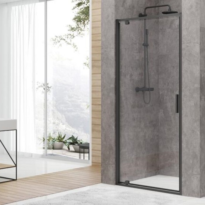 DEVIT FEN3340B ART Двери в нишу 90, черный матовый, без поддона, стекло прозрачное