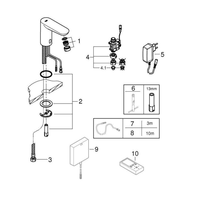 Grohe Euroeco Cosmopolitan E Смеситель сенсорный для раковины без смешивания (36269000)