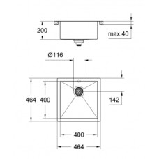 Мойдка для кухни Grohe 464x464 мм, 1 чаша, матовая, в уровень со столешницей (31578SD0)