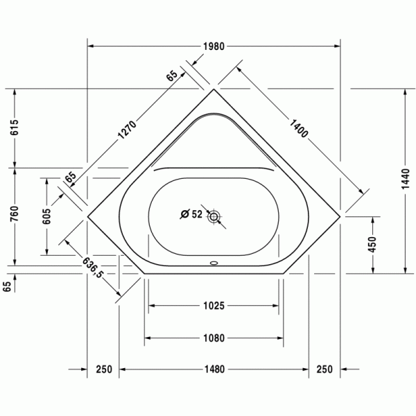 D-Code ванна угловая 140 см 700137000000000 в интернет-магазине «Estet Room»