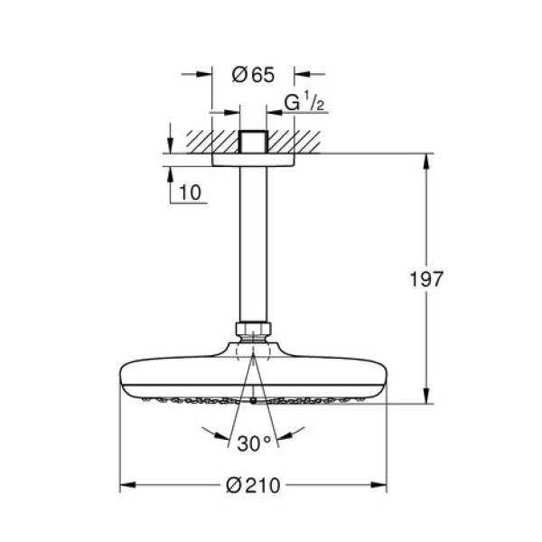 Верхний душ Grohe New Tempesta 210 26413000