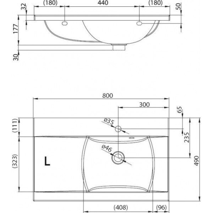 Умывальник Ravak CLASSIC 800 L