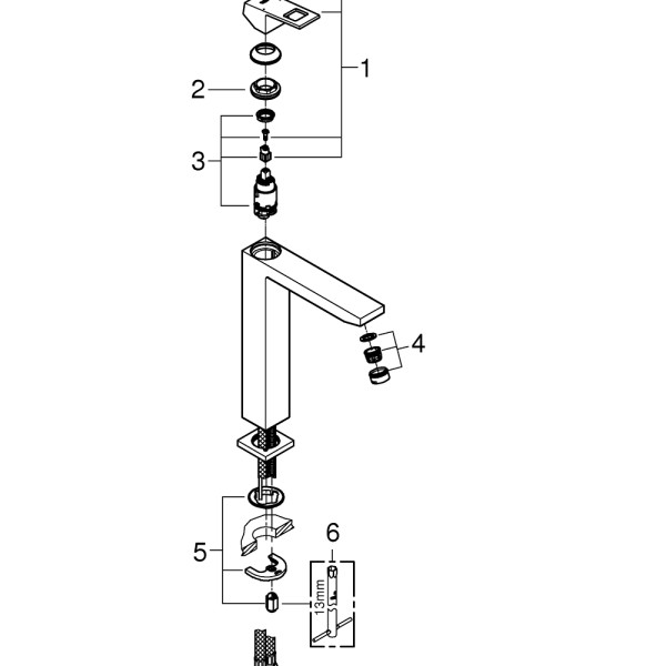 Grohe Eurocube Смеситель однорычажный для раковины XL-Size (23406AL0)