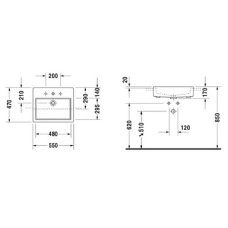 Плитка керамогранит Керамическая раковина 55 см Duravit Vero 0314550000 для пола