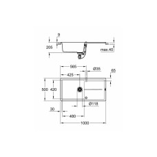 Мойдка для кухни Grohe 1000х500 мм, Granite Grey (31641AT0)