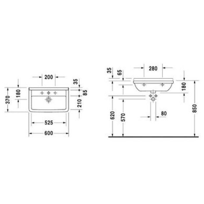 Плитка керамогранит Керамическая раковина 60 см Duravit Starck 3 0301600000 для пола