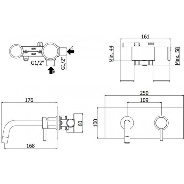 Смеситель для раковины Paffoni Light LIG101WG/M