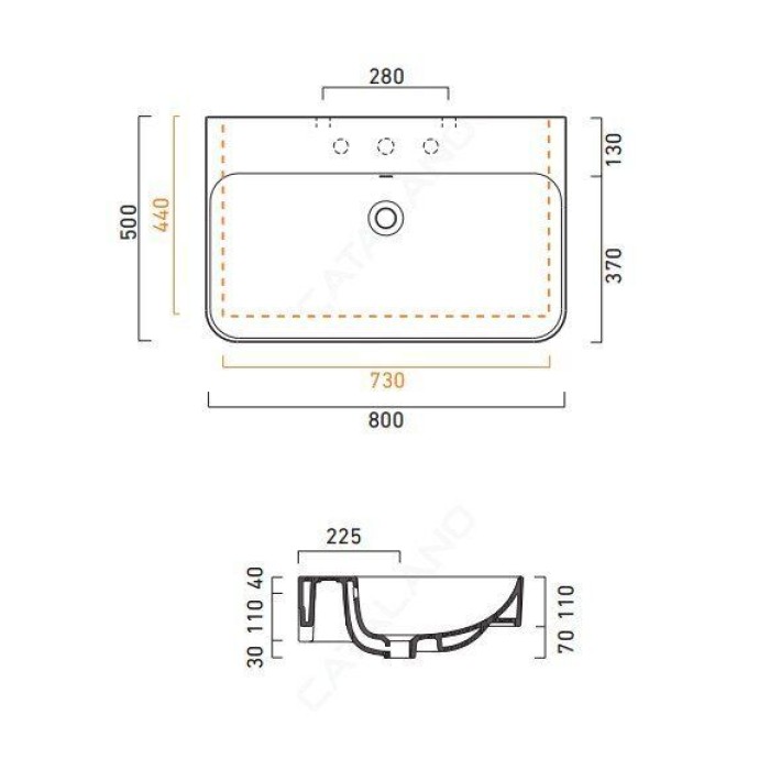 Керамическая раковина 80 см Catalano Green