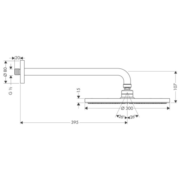 Верхний душ Hansgrohe Raindance S 300 Air 1jet 27493000