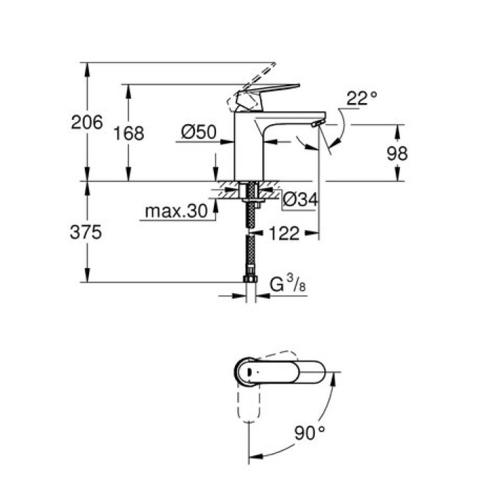 Смеситель для раковины Grohe Eurosmart cosmopolitan M-Size 2339800E Смеситель для раковины Grohe Eurosmart cosmopolitan M-Size 2339800E