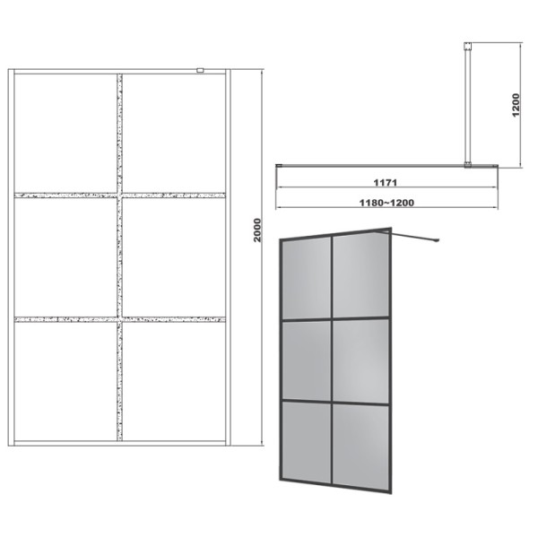 DEVIT FEN3240B ART Душевое ограждение 1200, черный матовый, без поддона, стекло прозрачное