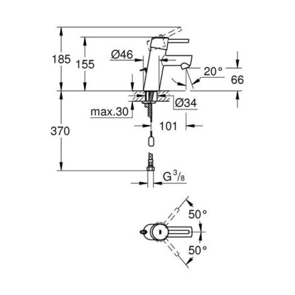 Смеситель для раковины Grohe Concetto S-Size 3220610E