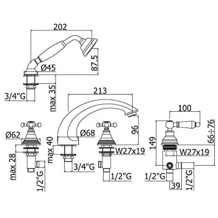 Смеситель для ванны Paffoni Belinda-Melissa (FBLV040CR)