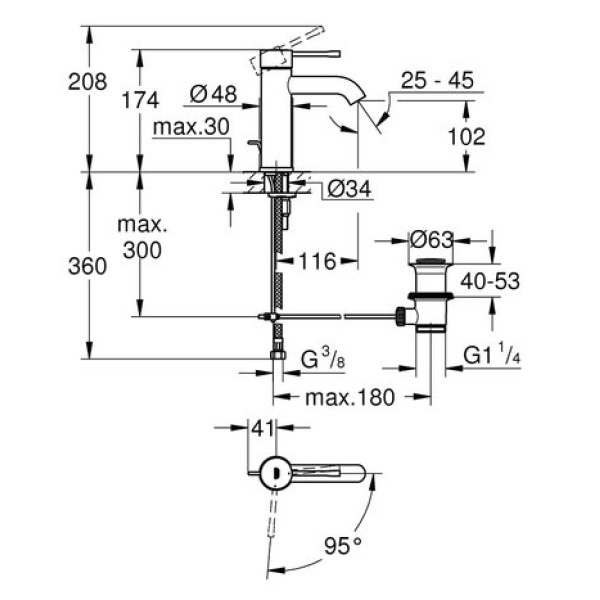 Смеситель для раковины Grohe Essence S-Size 23591001