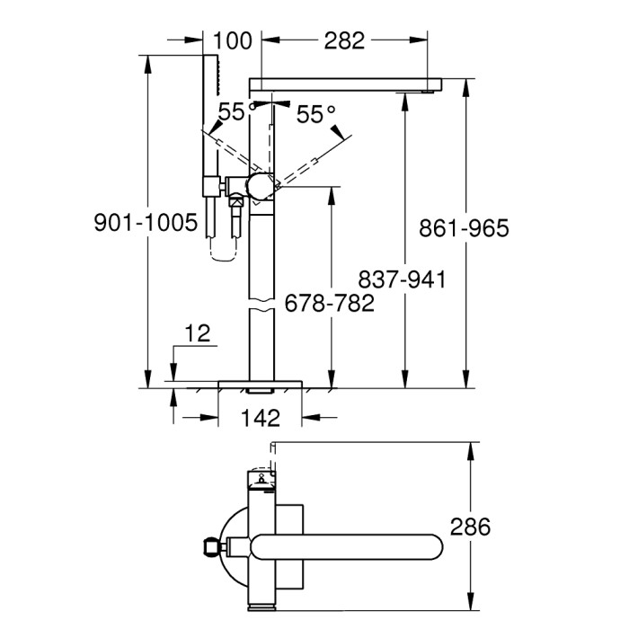 Grohe Plus Смеситель однорычажный для ванны напольный монтаж (23846003)