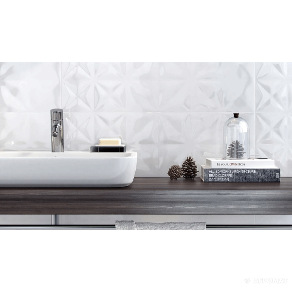 Плитка Opoczno White Magic WHITE GLOSSY SQUARES STRUCTURE 10×750×250