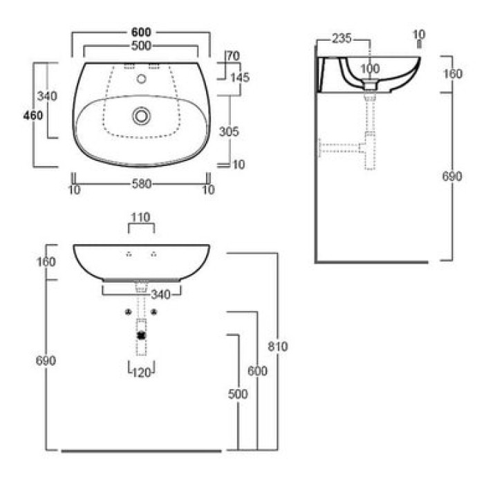 Керамическая раковина 68 см Simas Vignoni VI 10