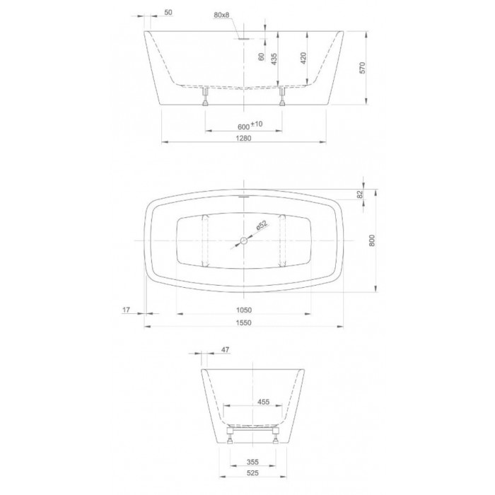 Ванна акриловая Knief Cube XS 155*80 см (0100-254)