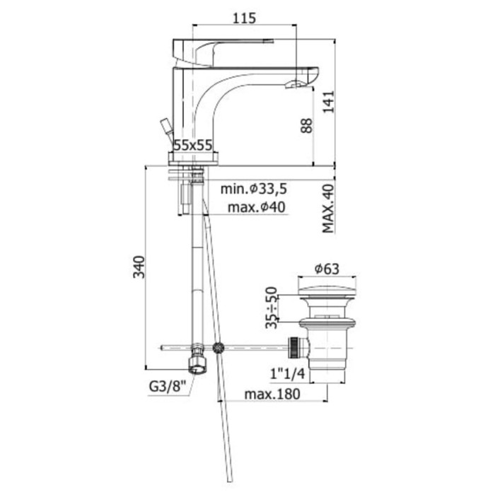 Смеситель для раковины Paffoni Sly (SY075ESCR)