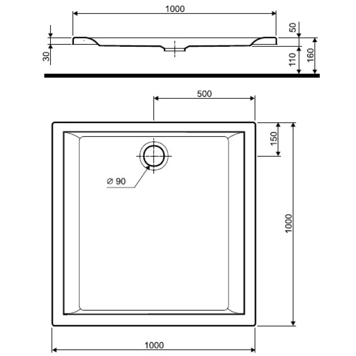 Душевой поддон KOLO PACYFIK 100x100 AntiSlide xBK0710101
