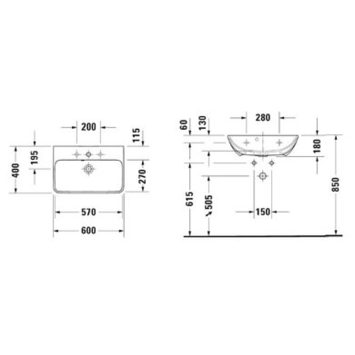 Плитка керамогранит Керамическая раковина 60 см Duravit ME by Starck 2343600000 для пола