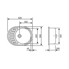 Кухонная мойка Lidz 620x500/200 GRA-09 (LIDZGRA09620500200)