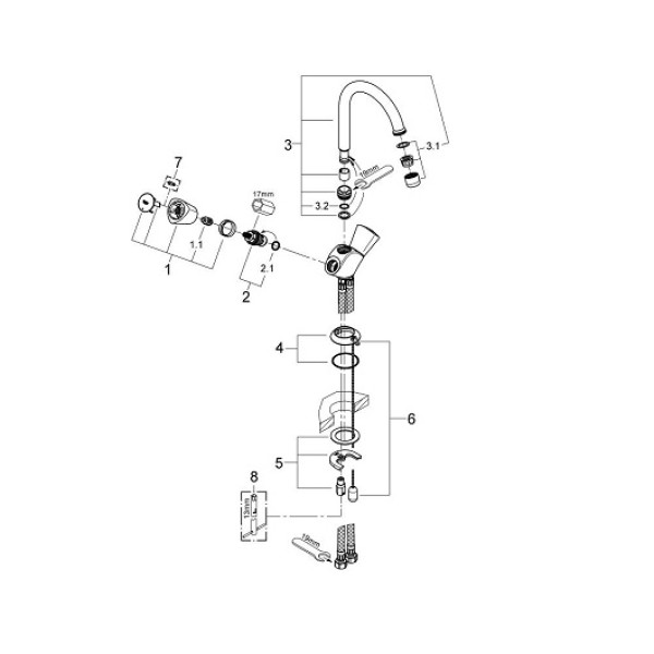 Grohe Costa S Смеситель для раковины на одно отверстие с цепочкой (21338001)