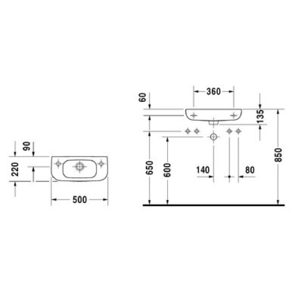 Плитка керамогранит Керамическая раковина 50 см Duravit D-Code 0706500000 для пола