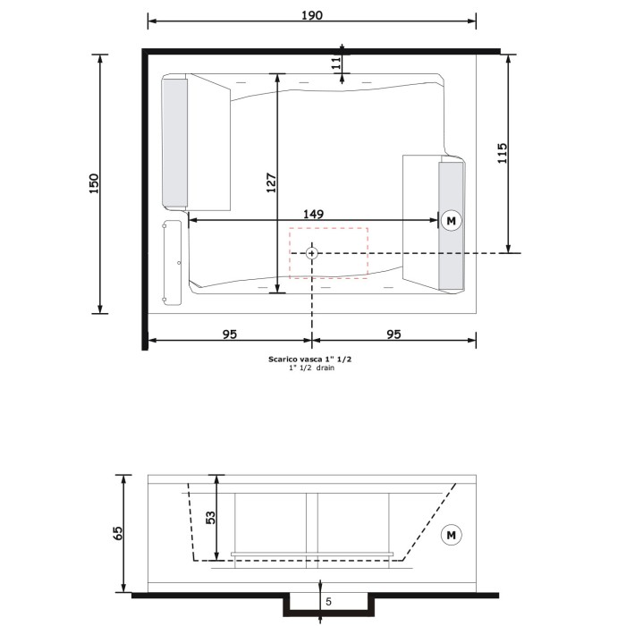 Gruppo Treesse BIS mts Ванна 190x150xh64 см
