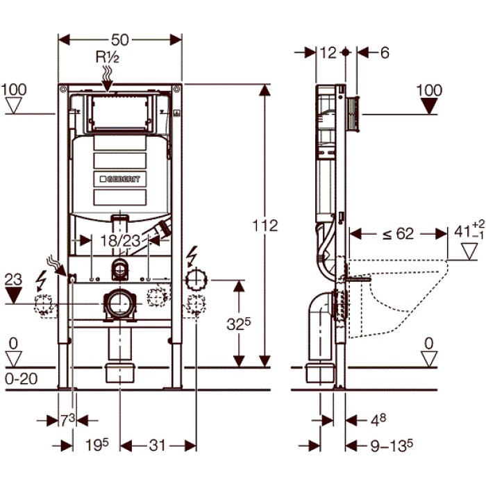 Инсталляция для унитаза Geberit Duofix 111.370.00.5