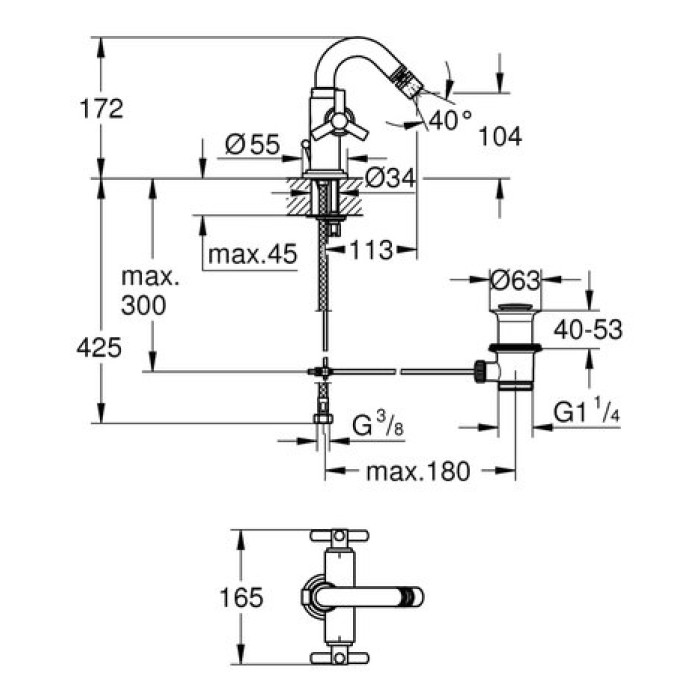 Смеситель для биде Grohe Atrio Ypsilon 24027000 Смеситель для биде Grohe Atrio Ypsilon 24027000
