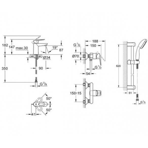 Набор смесителей для душа Grohe BauLoop 123220S 23337000 + 32816000 + 27598000